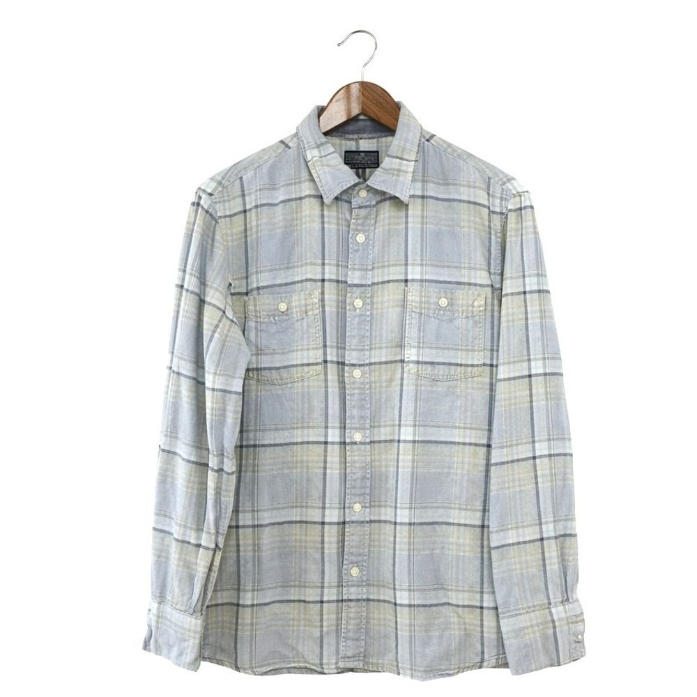 Wallin & Bros Flannel Shirt Mens XL Blue Plaid 100% Cotton Double Pockets Y2K